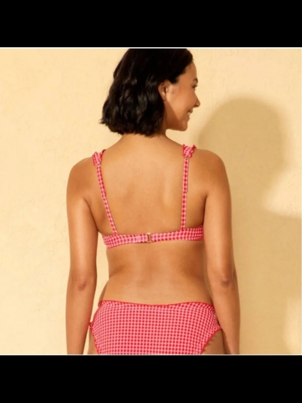 wild fable Pink & Red Gingham Ruffle Bikini Set